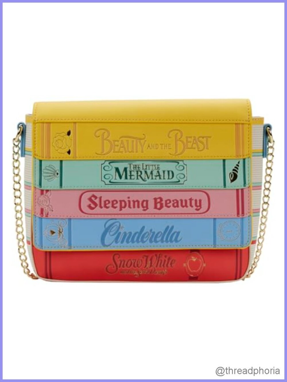 Loungefly Disney Princess Books Crossbody Bag Faux Leather Chain Strap